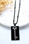 Black, Double-Sided Ayatul Kursi & Line Besmele Written Prayer Roll Bar Chain Stainless Steel Necklace