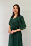 Women's Green Chiffon Short Sleeve Plus Size Dress - 7