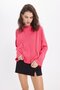 Women's Oversized wide cut bicycle collar fuchsia sweater - 6
