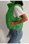 women's mock neck zip-up short puffer vest with side pockets - 3