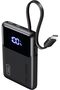 45W Power Bank, Slimmest 10000mAh Portable Charger with Build in USB-C Cable, Fast Charging USB