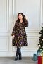 V-Neck Ruffled Flannel Dress - 5