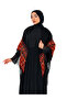 Black Color Traditional Red and Orange Embroidered Processed Tassels 180*180 S300015 - 6