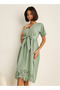 Short Sleeve Viscose Night Dress with a Tie-up Belt - 2