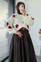 Strawberry Patterned Short Oversized Knitwear Cardigan – Ecru - 4