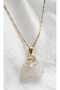 Stainless Steel Chain Citrine (Golden Stone) Natural Stone Necklace-Gold