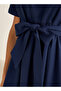 Short Sleeve Viscose Night Dress with a Tie-up Belt - 4