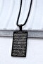 Black, Double-Sided Ayatul Kursi & Hat Besmele Written Prayer Stainless Steel Necklace with Thick Chain - 6