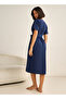 Short Sleeve Viscose Night Dress with a Tie-up Belt - 3