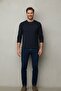 Men's Flexible High Waist 5 Pocket Dark Blue Jeans - 6