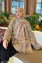 Bloom Desen Ayrobin Floş Jacquard Shawl in Mink Color - 3