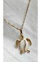 Stainless Steel Chain White Turtle Necklace-Gold - 2