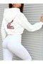 Ecru Stone Detailed Hooded Crop Sweatshirt and High Waist Corded Fabric Leggings Set – Comfortable Sports & Day Outfit - 3