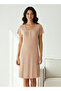 Night Dress with Short Sleeves and Ribbed Design