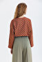 Elastic Waist Long Sleeve Crop Blouse Brown - 4