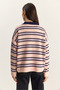 Women's Pink Polo Collar Striped Basic Knitwear Sweater 20258061 - 7