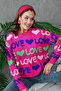 Women's Crew Neck Love Knitted Patterned Terry Fabric Knitwear Sweater 10469 - 7
