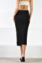 Black Buttoned Cashmere Pencil Women's Knitwear Skirt - 8
