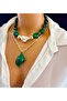 Green Multi Necklace with Oyster Accessories-Green Necklace-Multi Necklace - 4