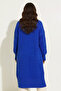 Knitted Patterned Long Knitwear Cardigan R4201 Cobalt Blue - 4