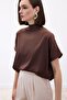 Batwing Sleeve Casual Blouse - Brown - 3
