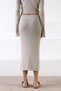 A.Beige Corded Fabric Cashmere Side Slit Women's Knitwear Skirt - 5
