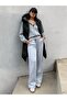 Women's Black Long Hooded Side Zipper Slit Puffer Vest - 4