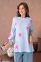 Women's Crew Neck Star Patterned Pearl Embroidered Ov Oversized Riko Sweater 12064 - 5