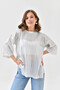 Women's Crew Neck Knit Detail Lace-Like Knit Oversized Knitwear Sweater 10762 - 5