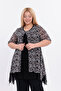 Elegant White Floral Print Tulle Fabric Inner Lining Short Sleeve Plus Size Special Design Blouse 5023 - 4
