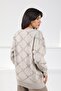 A.Beige/Mink Long Sleeve Crew Neck Cashmere Embossed Patterned Women's Knitwear Sweater - 6