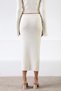 Ecru Corded Fabric Cashmere Side Slit Women's Knitwear Skirt - 6