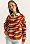 Women's Tile Polo Collar Striped Basic Knitwear Sweater 20258061 - 3