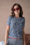 Women's Crew Neck Short Sleeve Soft Textured Knit Sweater 12033 - 5