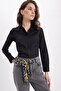 Women's Slim Fit Non-Iron Cotton Fitted Black Shirt - 5