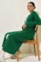 Knitted Patterned Long Knitwear Cardigan R4201 Emerald Green - 2