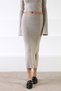 A.Beige Corded Fabric Cashmere Side Slit Women's Knitwear Skirt