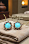 Turquoise Copper Earrings Handcrafted Quality 100% Copper Natural Stone