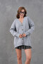 Women's V-Neck Button Closure Oversized Long Knitwear Cardigan 8596 - 5