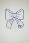 Ribbon-Shaped White Fabric Cobalt Blue Embroidered Cocktail Napkin 1 Piece