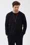 Men's Three Thread Unbrushed Cotton Black Sweatshirt - 3