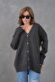 Women's V-Neck Button Closure Oversized Long Knitwear Cardigan 8596 - 5