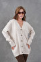 Women's V-Neck Button Closure Oversized Long Knitwear Cardigan 8596 - 3