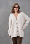Women's V-Neck Button Closure Oversized Long Knitwear Cardigan 8596