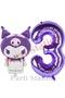 Sanrio Purple Kuromi Concept Foil Balloon and 3 Year Old Purple Foil Number Balloon Set