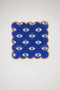 Blue Background Abstract Eye Pattern Embroidery Edge Cocktail Napkin 1 Piece