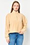 Women Mock Neck Textured Sweater, Beige