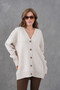 Women's V-Neck Button Closure Oversized Long Knitwear Cardigan 8596 - 4