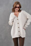 Women's V-Neck Button Closure Oversized Long Knitwear Cardigan 8596 - 5