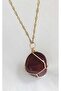 Stainless Steel Chain Orange Agate Natural Stone Necklace-Gold - 3